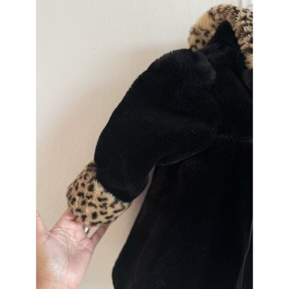 Vintage Helena Neiman Marcus Black Faux Fur Lined Hooded Toddler Coat Size 3T - Picture 3 of 13